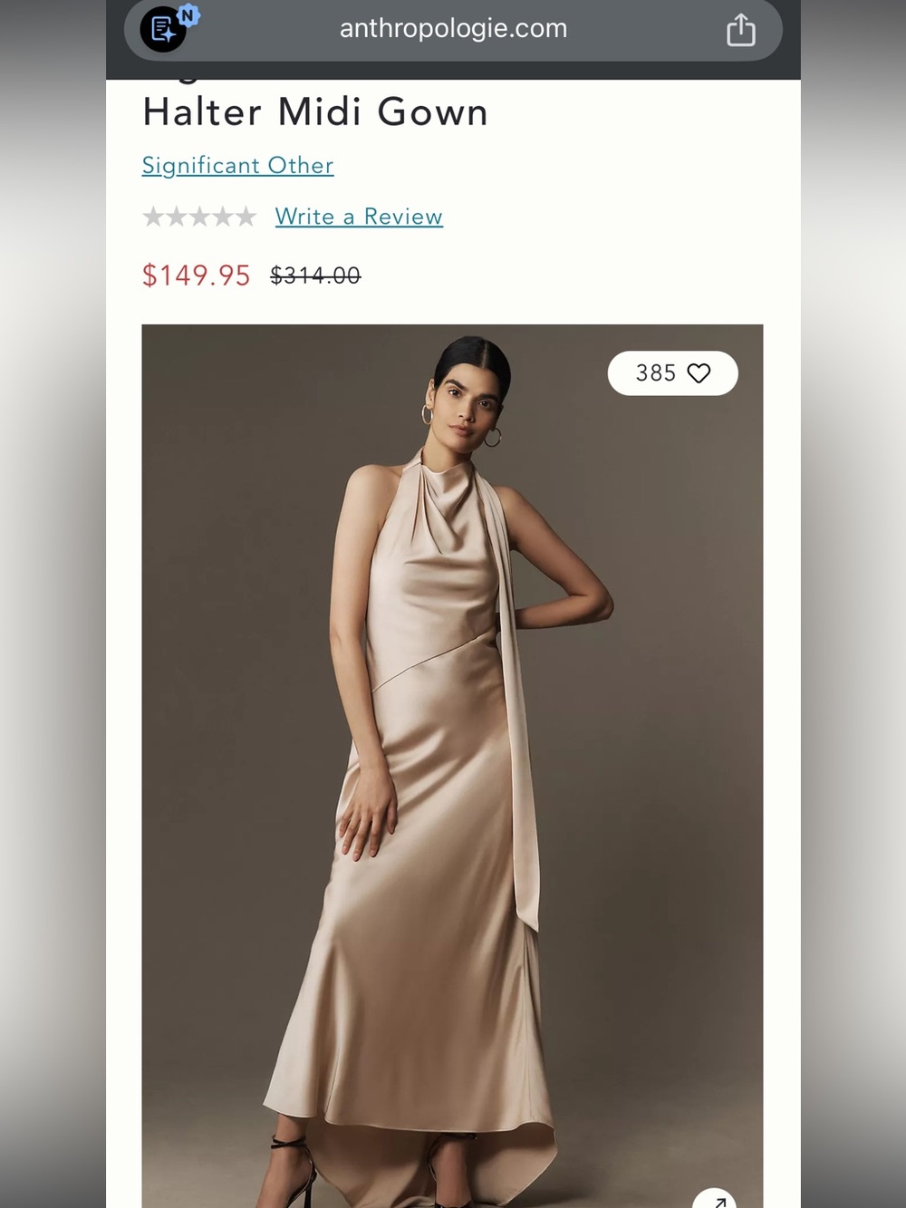 NWT - Anthropologie Significant Other Halter Maxi Dress in Cream